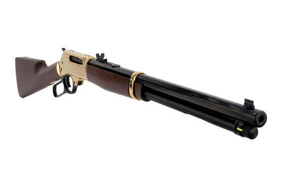 Henry lever action 30-30 rifle features a 20 inch barrel